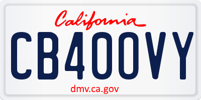 CA license plate CB40OVY