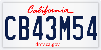 CA license plate CB43M54