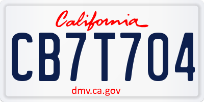 CA license plate CB7T704