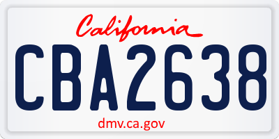 CA license plate CBA2638