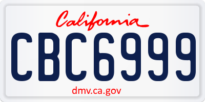 CA license plate CBC6999