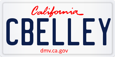 CA license plate CBELLEY