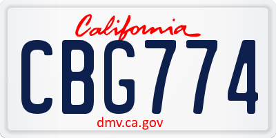 CA license plate CBG774