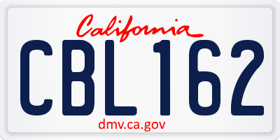 CA license plate CBL162