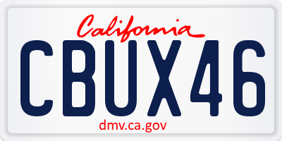 CA license plate CBUX46