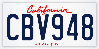 CA license plate CBV948