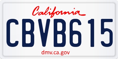 CA license plate CBVB615