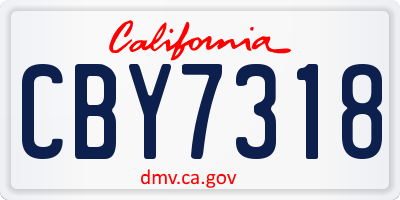 CA license plate CBY7318