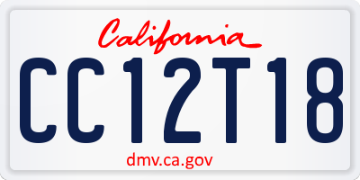 CA license plate CC12T18