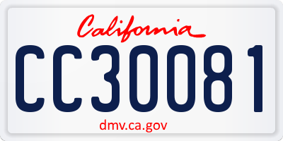 CA license plate CC30081