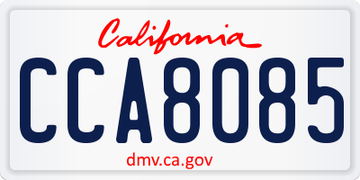 CA license plate CCA8085