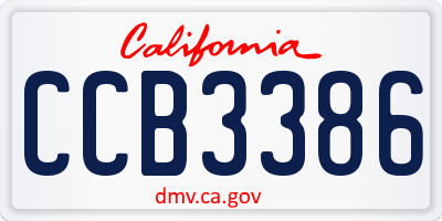 CA license plate CCB3386