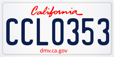 CA license plate CCL0353