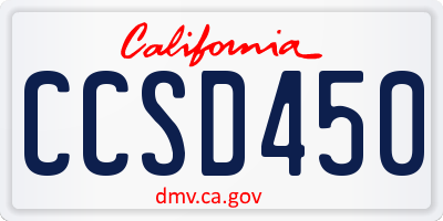 CA license plate CCSD450