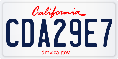 CA license plate CDA29E7