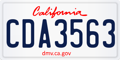 CA license plate CDA3563