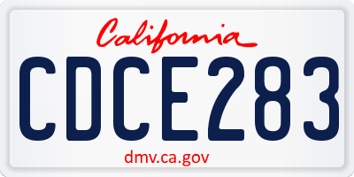 CA license plate CDCE283