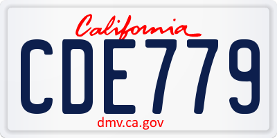 CA license plate CDE779