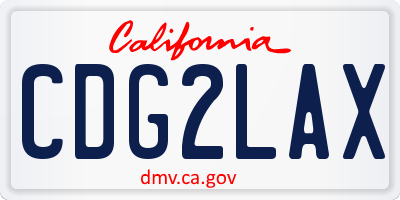 CA license plate CDG2LAX