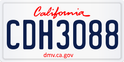 CA license plate CDH3088