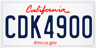 CA license plate CDK4900