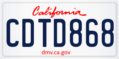 CA license plate CDTD868