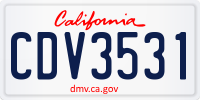 CA license plate CDV3531