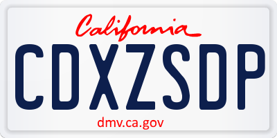 CA license plate CDXZSDP