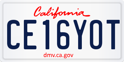 CA license plate CE16YOT