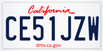 CA license plate CE51JZW