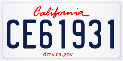 CA license plate CE61931