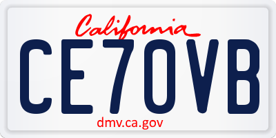 CA license plate CE70VB