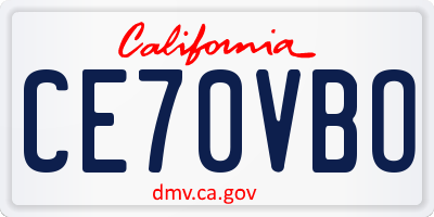 CA license plate CE70VBO