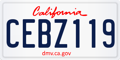 CA license plate CEBZ119