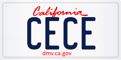 CA license plate CECE