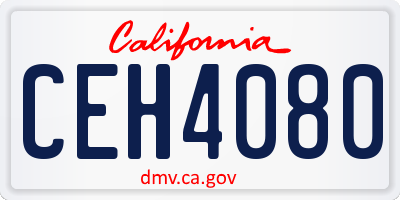 CA license plate CEH4080