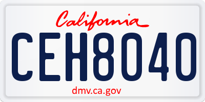 CA license plate CEH8040