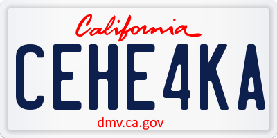 CA license plate CEHE4KA