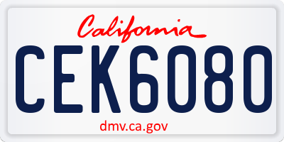 CA license plate CEK6080