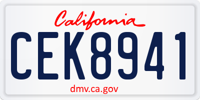 CA license plate CEK8941