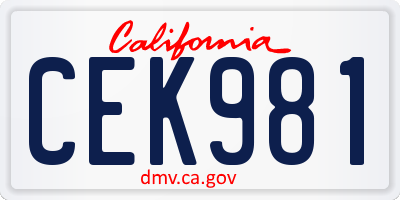 CA license plate CEK981