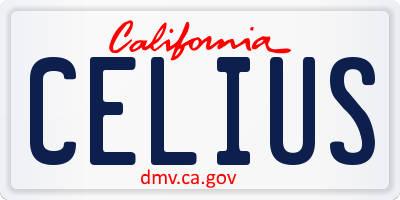 CA license plate CELIUS