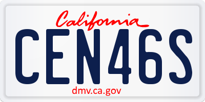 CA license plate CEN46S