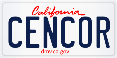 CA license plate CENCOR