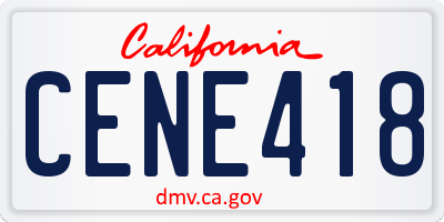 CA license plate CENE418