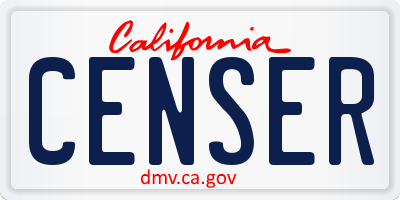 CA license plate CENSER