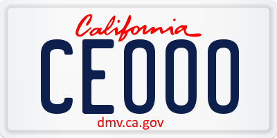 CA license plate CEOOO