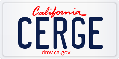 CA license plate CERGE