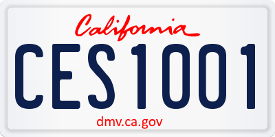 CA license plate CES1001