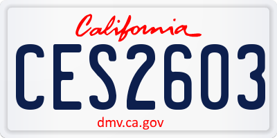 CA license plate CES2603